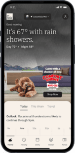 Milk-Bone ad as shown in The Weather Company app Integrated Marquee